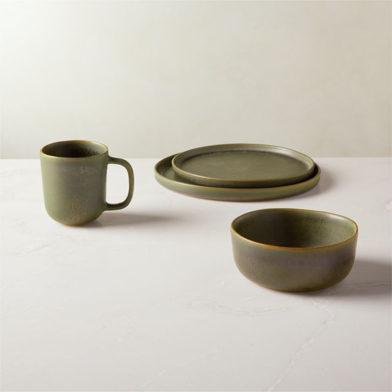 Drift Modern 4-Piece Green Dinnerware Set with Soup Bowl + Reviews | CB2 | CB2