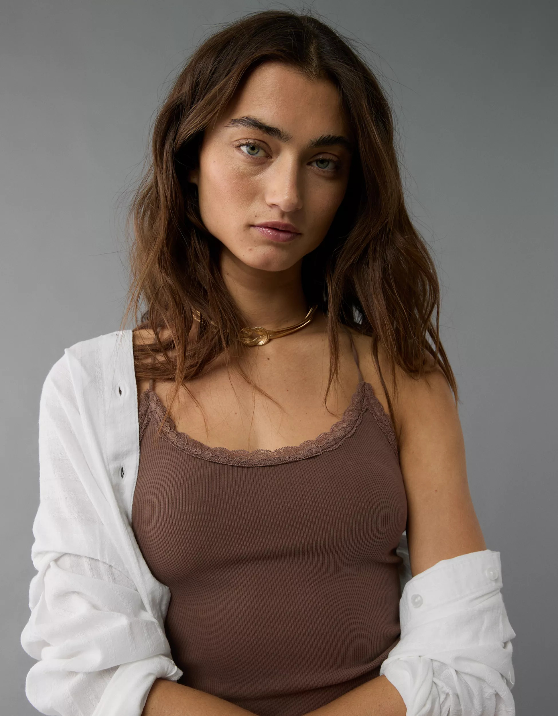 AE Strappy Go Lucky Cropped Lace Tank Top | American Eagle Outfitters (US & CA)