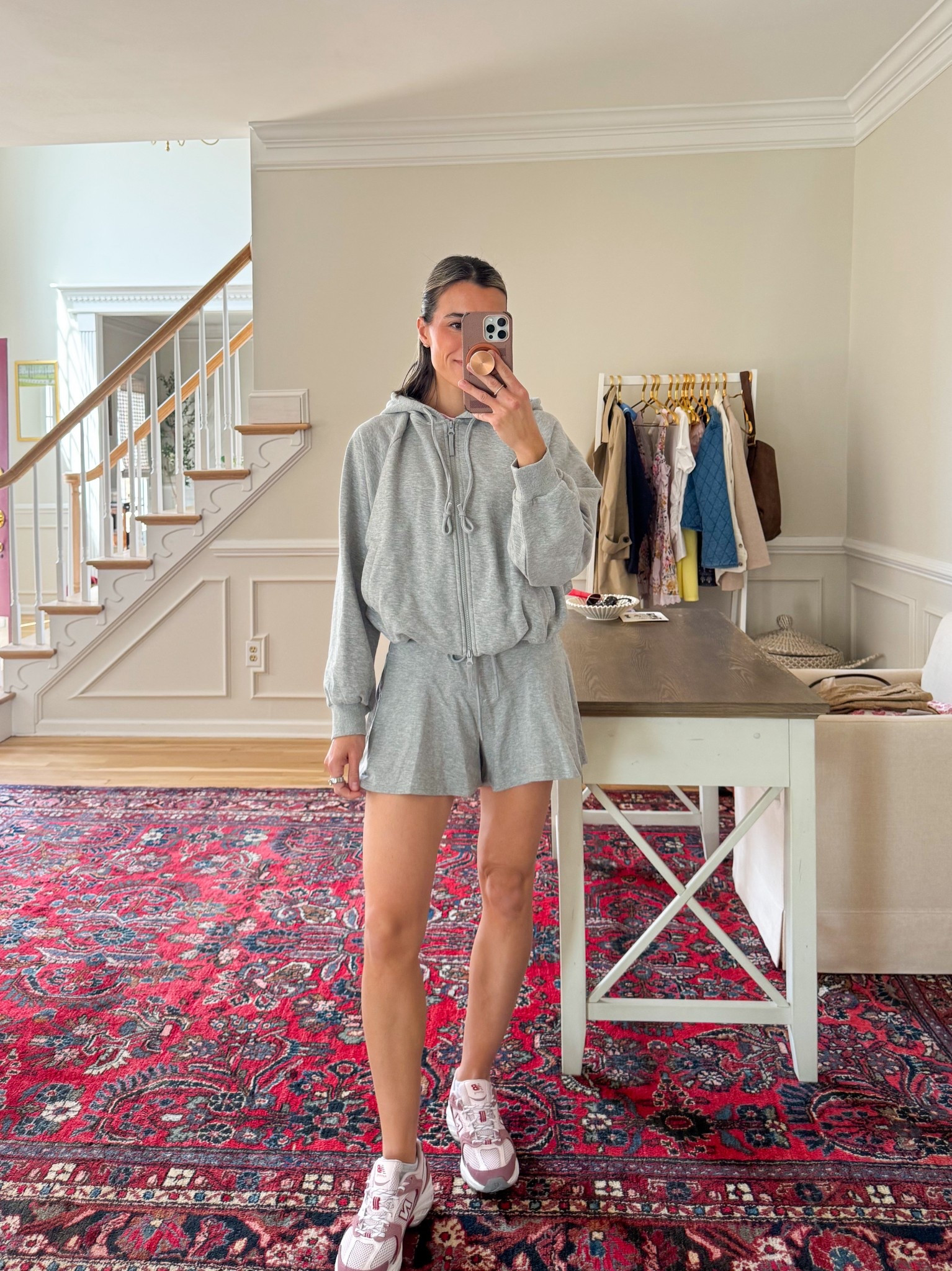 Size small sweatshirt 
Size XS shorts 