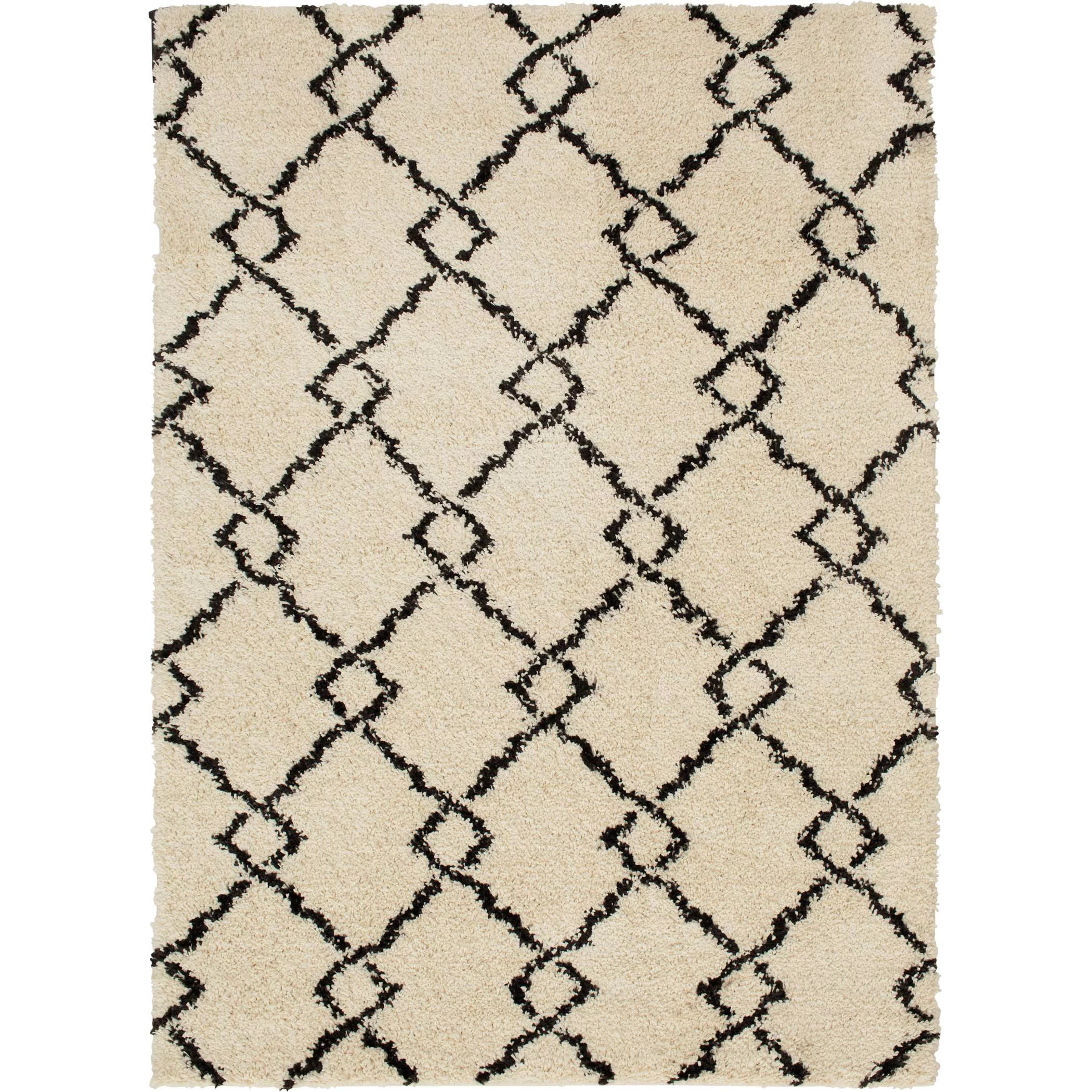 Better Homes & Gardens Diamond Shag Indoor Area Rug, Charcoal Gray & Ivory, 5'x7' | Walmart (US)