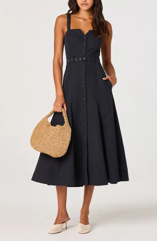 ASTR the Label McKinely Cotton Blend Dress in Navy at Nordstrom, Size Large | Nordstrom