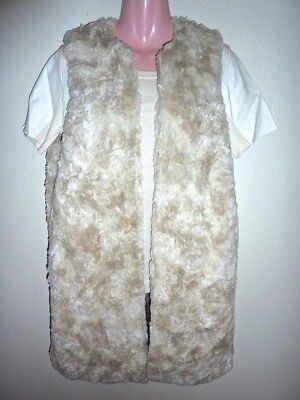NWT $288 French Connection Cream/Tan Long Faux Fur Vest 10  | eBay | eBay US