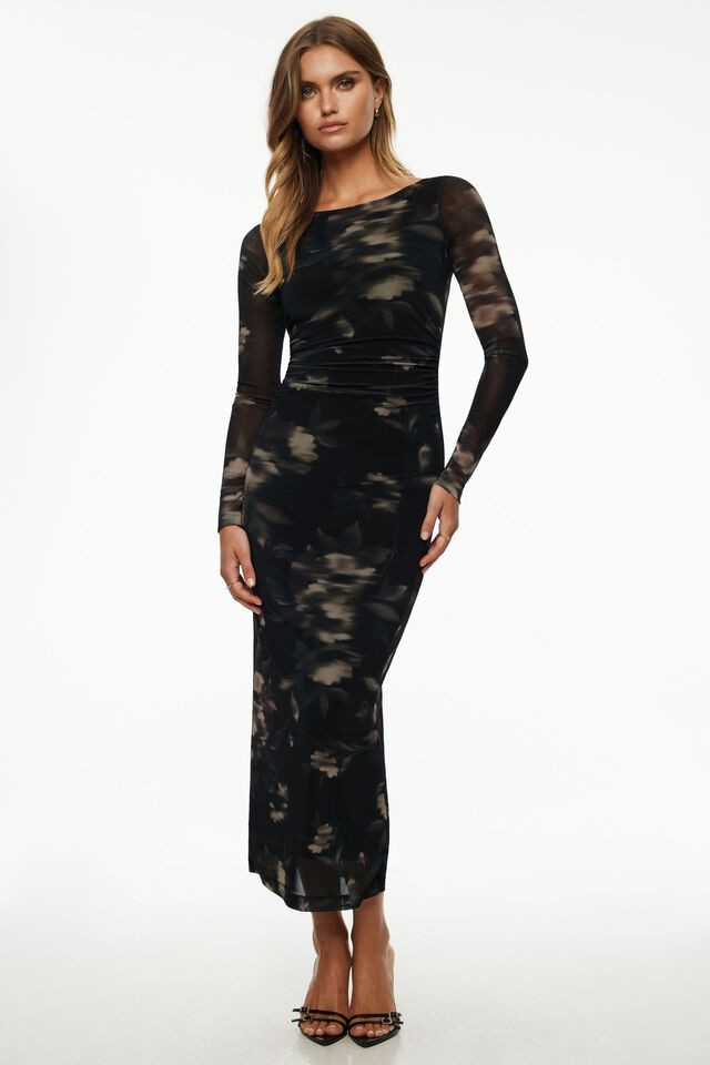 Serene Shirred Maxi Dress | Dynamite Clothing