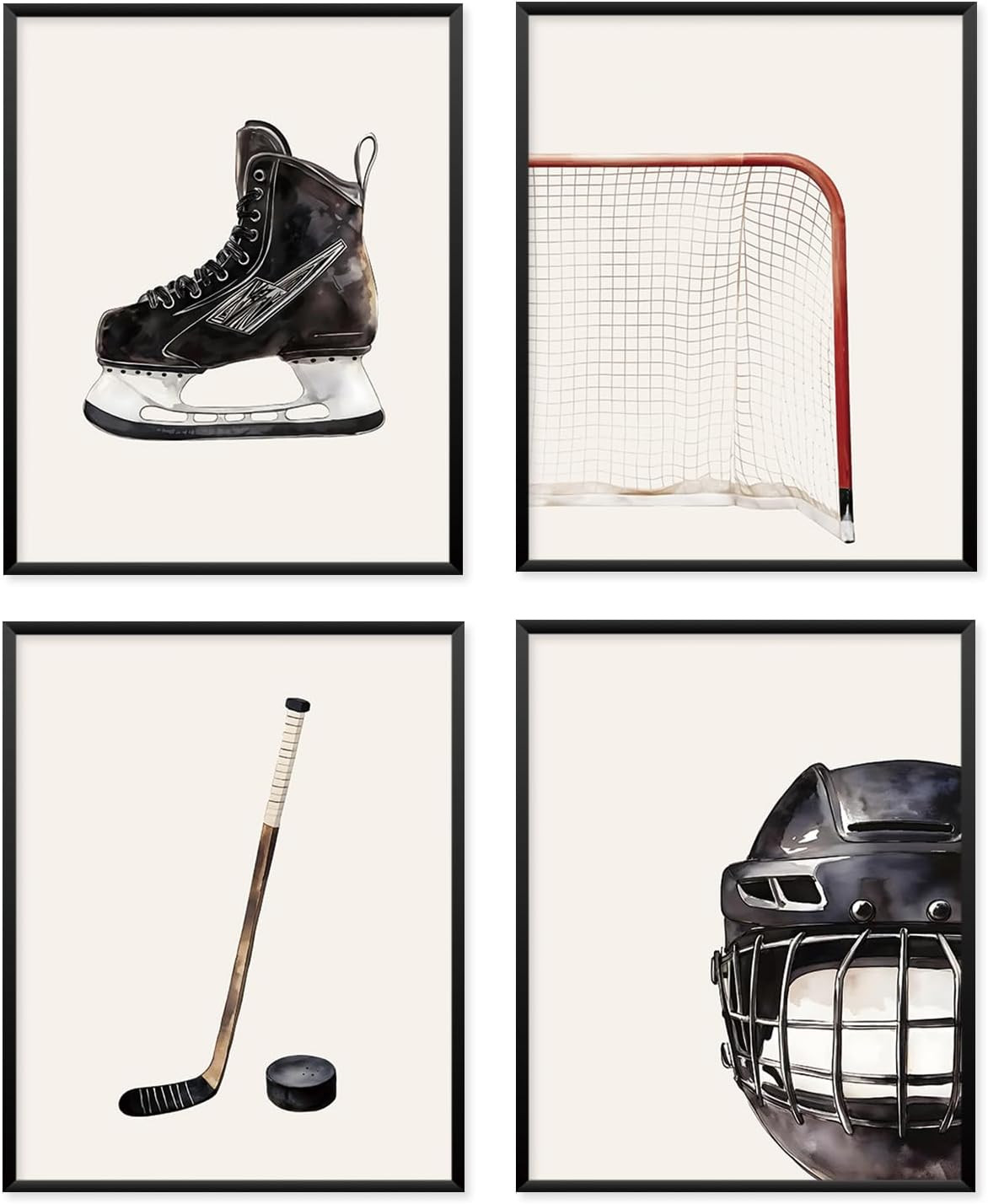 VONTP Hockey Boys Sports Room Decor, 8x10 Inch Set of 4 (Unframed) | Amazon (US)