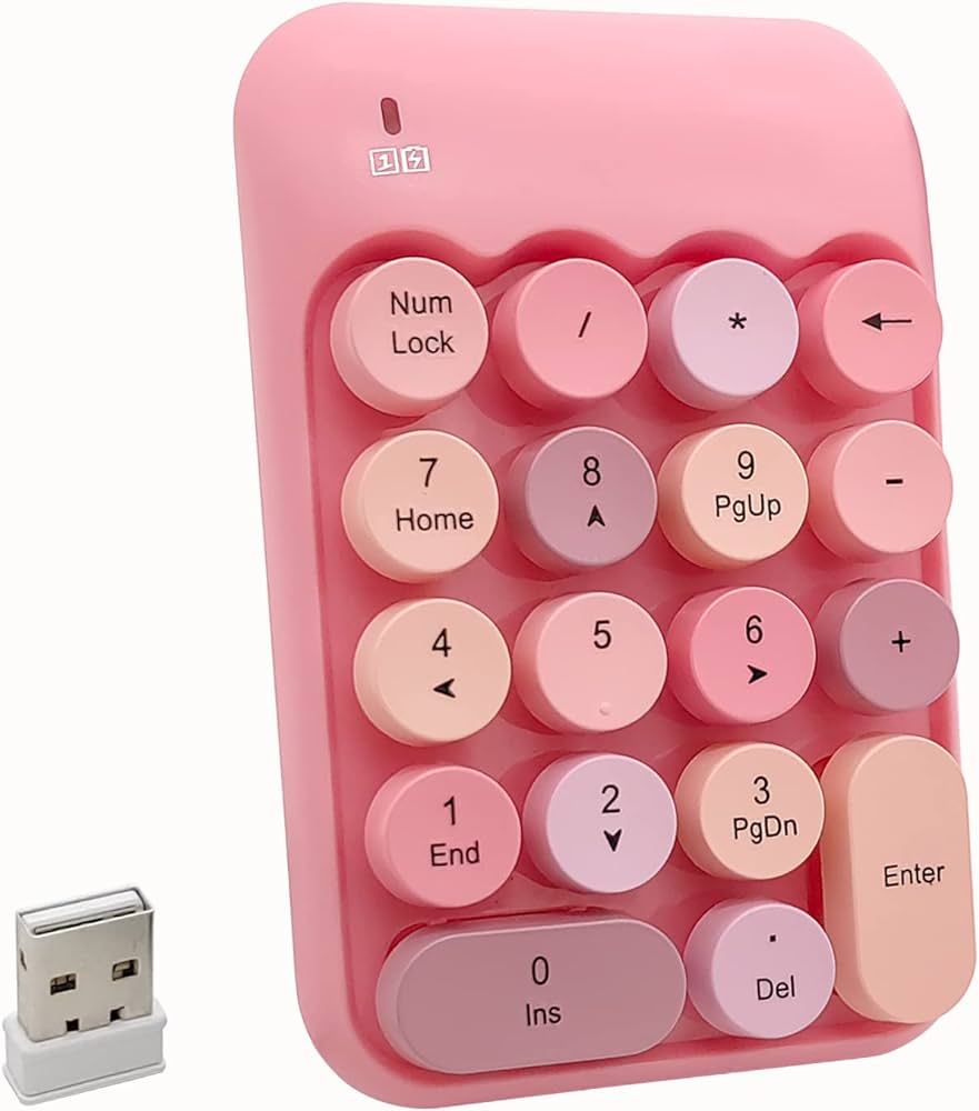 Seaciyan Wireless Number Pad, Ergonomic Cute Colorful Retro Mini Portable Numeric Keypad, 2.4G Co... | Amazon (US)