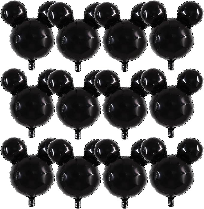 Vuzvuv 12pcs 24 Inches Mouse Head Foil Balloons, Black Mouse Shaped Balloon for Birthday Party, B... | Amazon (US)