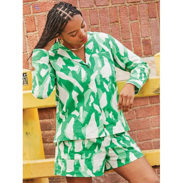 The Get Women's Notch Collar Camp Shirt | Walmart (US)