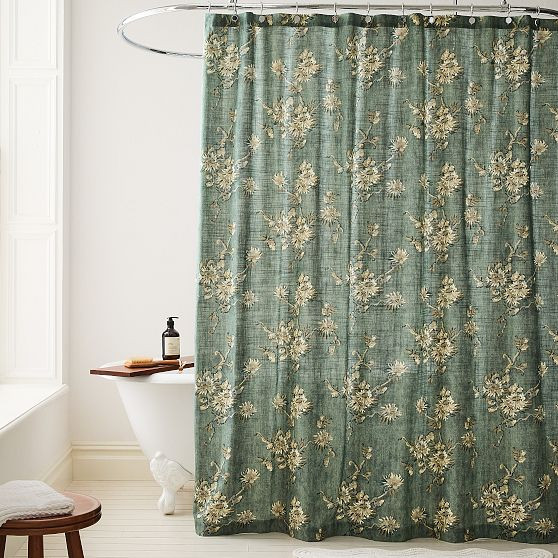 Deco Blossom Shower Curtain, 72x74, Aegean | West Elm (US)