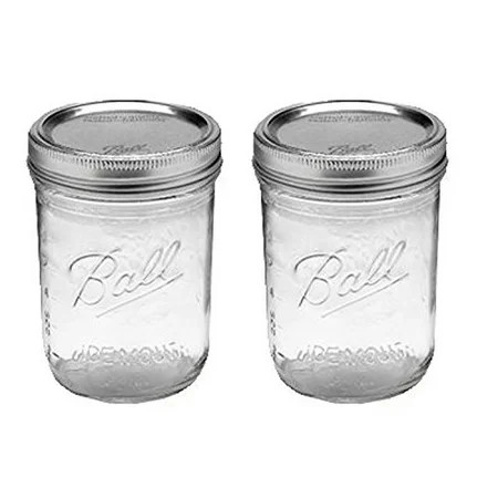 Ball Jar with Lid and Band - Pick Your Size and Color (Clear, Wide Mouth Pint - 16 oz.) Pack Of 2 | Walmart (US)