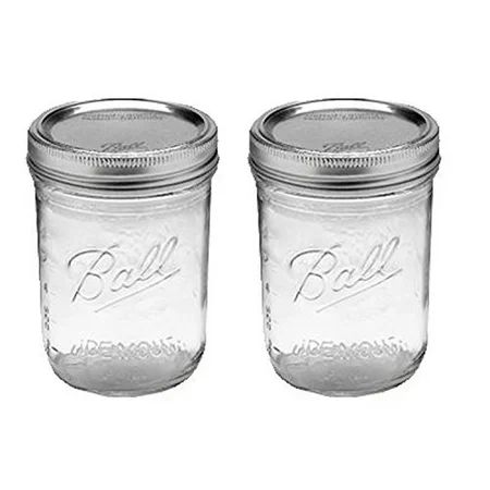 Ball Jar with Lid and Band - Pick Your Size and Color (Clear, Wide Mouth Pint - 16 oz.) Pack Of 2 | Walmart (US)