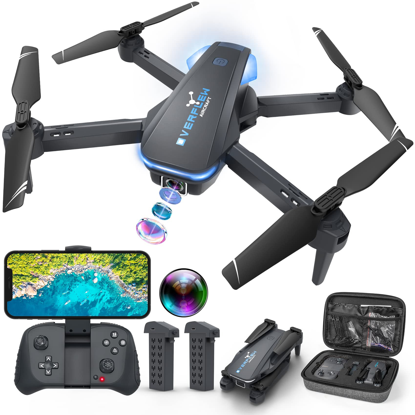 Drone with 1080P Camera for Beginners and Adults, Foldable Remote Control Quadcopter with Voice C... | Amazon (US)