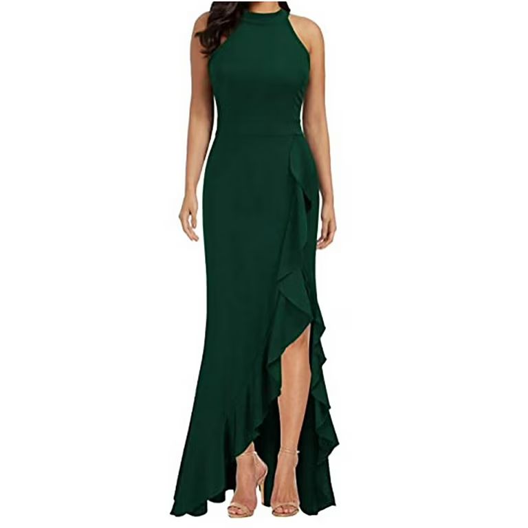 Odeerbi Dresses for Women 2024 Trendy Autumn Causal Solid Color Round Neck Sleeveless Dress Eveni... | Walmart (US)