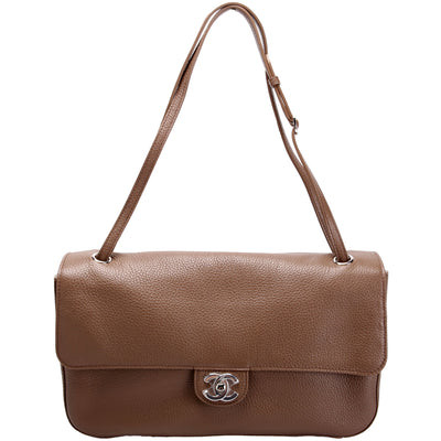 Maxi Souplissimo Small Flap Grained Calfskin Taupe | Keeks Designer Handbags