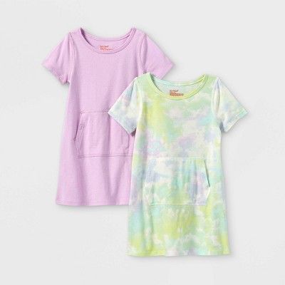 Toddler Girls' Adaptive Abdominal Access 2pk Knit Short Sleeve Dress - Cat & Jack™ | Target