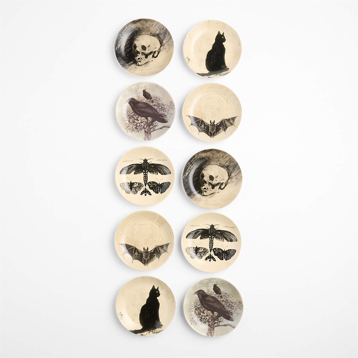 Nightfall Halloween 6" Appetizer Plates with Stand, Set of 10 + Reviews | Crate & Barrel | Crate & Barrel