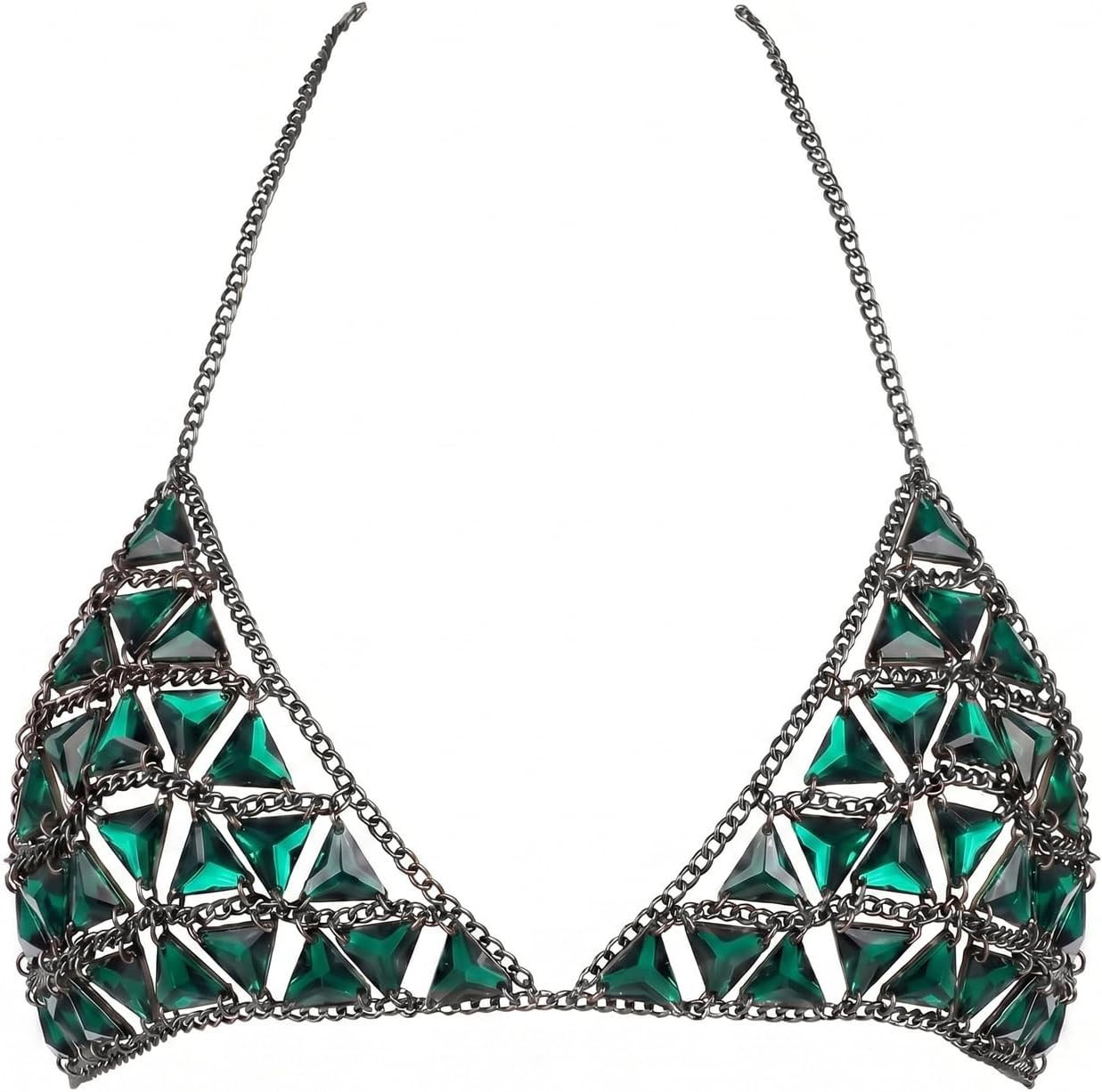 Green Acrylic Body Chain Bra,Chain Top, Women's Bra Chain for Rave Outfits, Festival, Dance Party, Carnivals | Amazon (US)