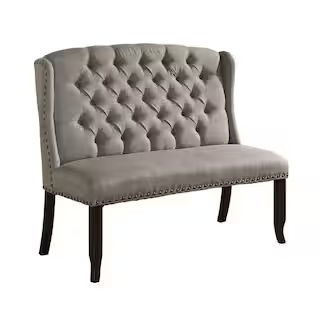 Furniture of America Anthus Light Gray Nailhead Button Tufted High Back Bench-IDF-3324BK-LG-BN - ... | The Home Depot