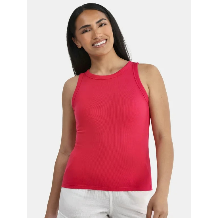 Time and Tru Women's High Neck Ribbed Tank Top, Sizes XS-XXXL | Walmart (US)