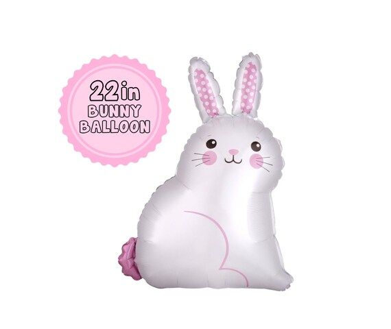 Rabbit Balloon White Satin 22inch Happy Easter Decoration Tall | Etsy | Etsy (US)