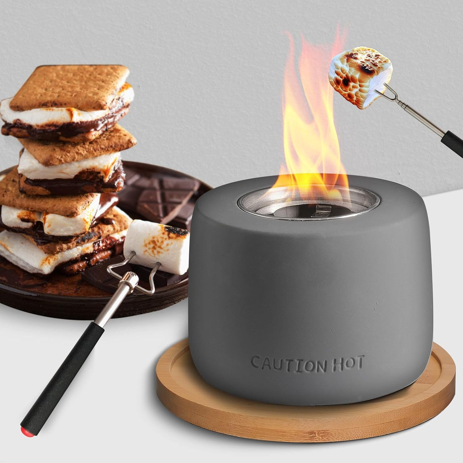 Smores Maker Tabletop Indoor Kit - Smores Kit with Forks & Wooden Base - Mini Fire Pit for Table ... | Amazon (US)
