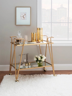 Aubrey Bar Cart , Gold | Ashley Homestore