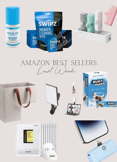 Amazon Best Sellers Last Week

Staircase basket, swipz wipes, adhesive body glue, mini portable charger, protein bars, ring light phone clip, hydrating facial mask

#LTKhome #LTKunder50 #LTKtravel