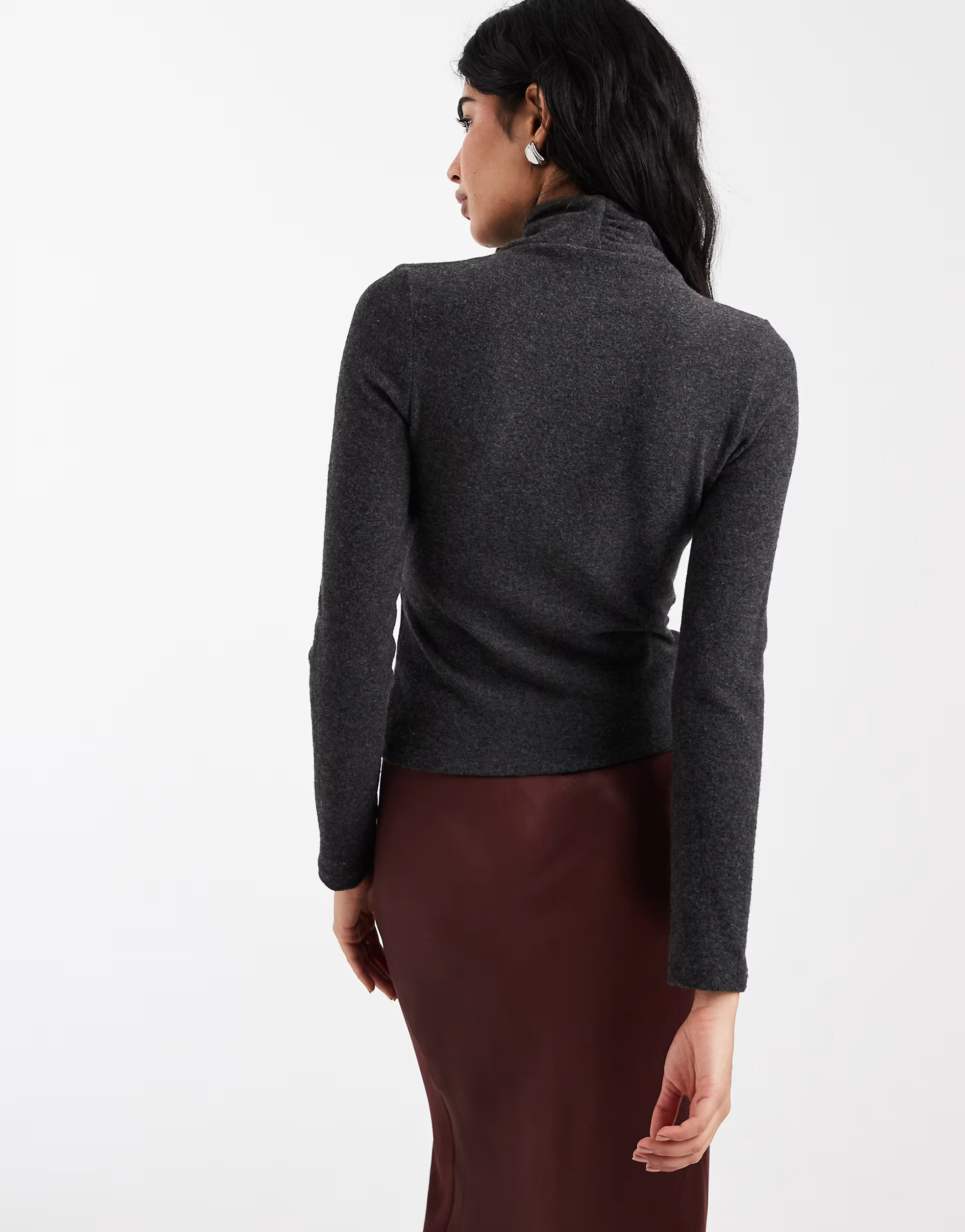 ASOS DESIGN super soft scarf detail long sleeve top in grey | ASOS (Global)