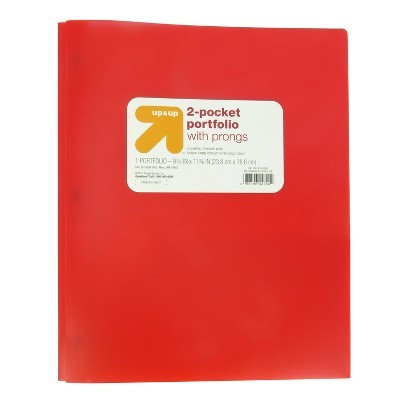 2 Pocket Plastic Folder with Prongs Red - up&up™: School Supplies, Polypropylene, 50 Sheet Capacity, Internal Pockets | Target
