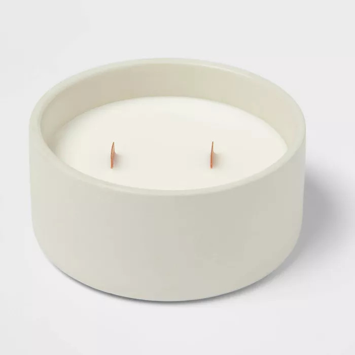 8oz 2-Wick Gray Matte Ceramic Woodwick Candle Coconut and Honey - Threshold™ | Target