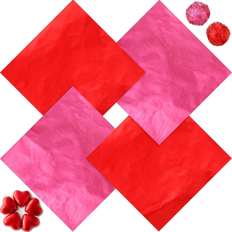 400 Sheets Valentine's Day Foil Chocolate Candy Wrappers Aluminum Tin Foil Wrapping Paper for Pac... | Amazon (US)
