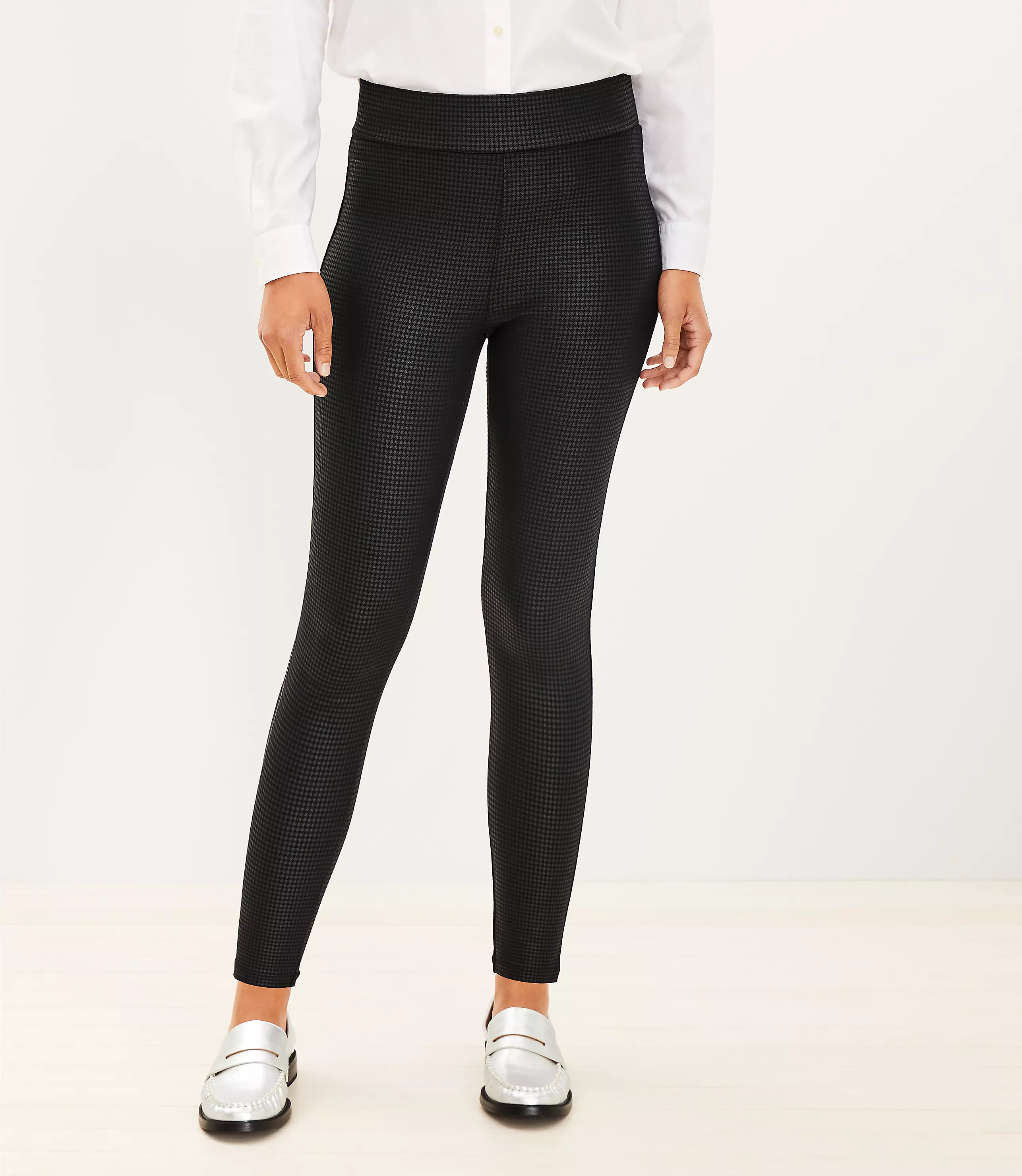 Houndstooth Coated Ponte Leggings | LOFT