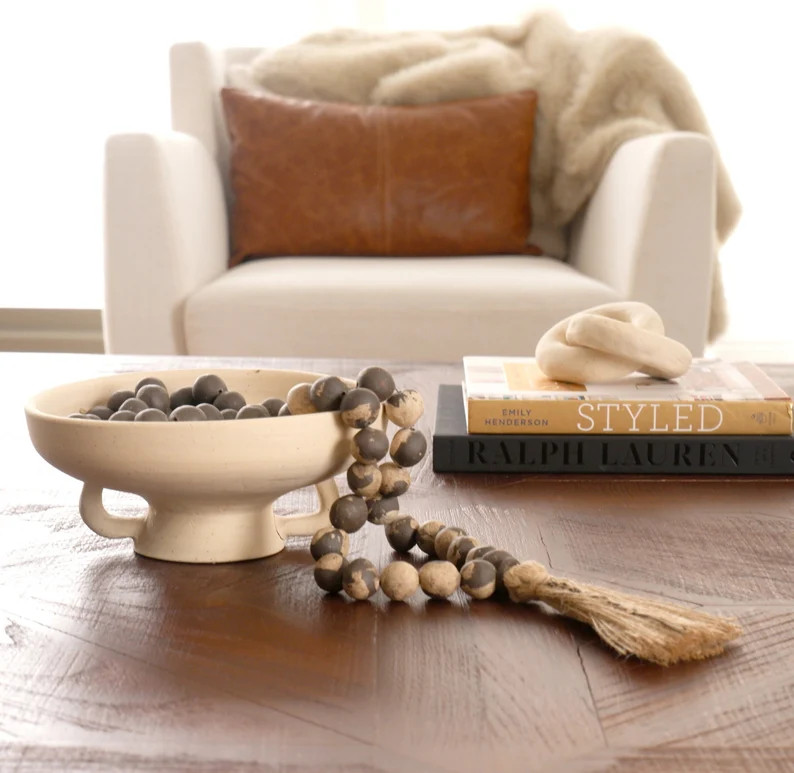 Clay Bead Garland Terracotta Rustic Garland Coffee Table Garland Farmhouse Garland Tassel Garland... | Etsy (US)