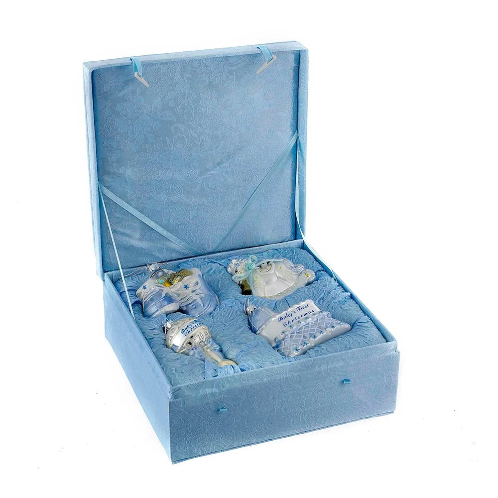 Kurt Adler Noble Gems Glass Baby Boy 4-Piece Ornament Set | Walmart (US)