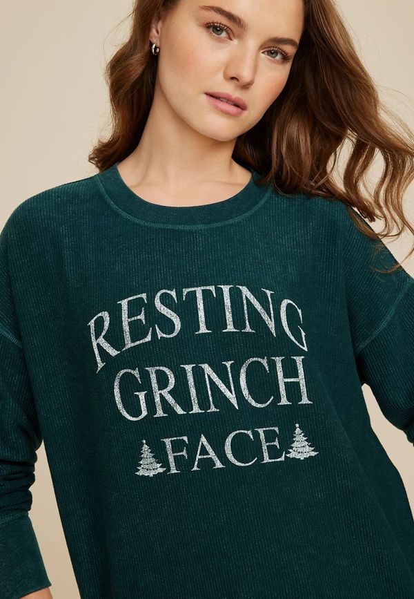 Resting Grinch Face Sweatshirt | Maurices