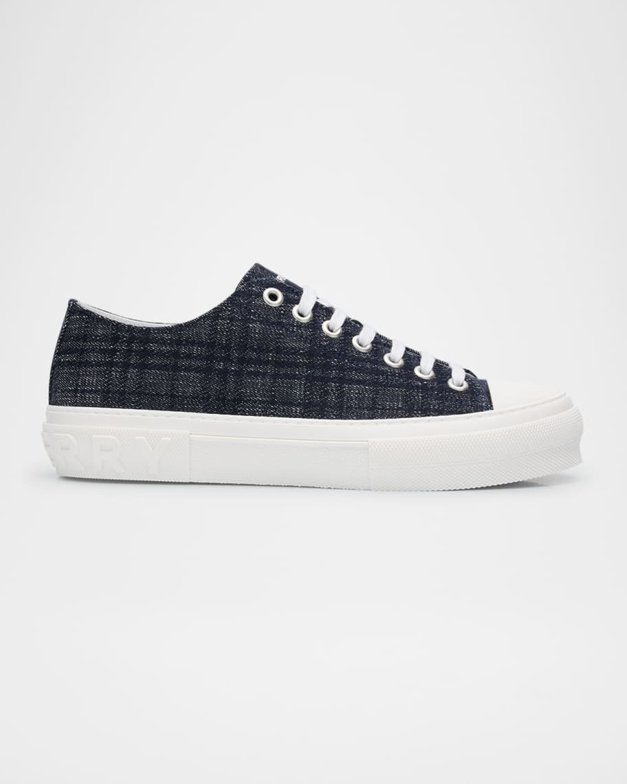 Men's Jack Tonal Check Denim Low-Top Sneakers | Neiman Marcus
