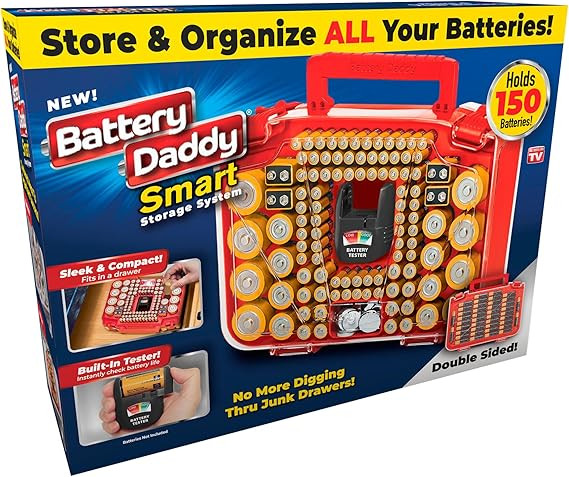 Ontel Battery Daddy Smart - Battery Organizer Storage Case with Tester, Stores & Protects Up to 1... | Amazon (US)