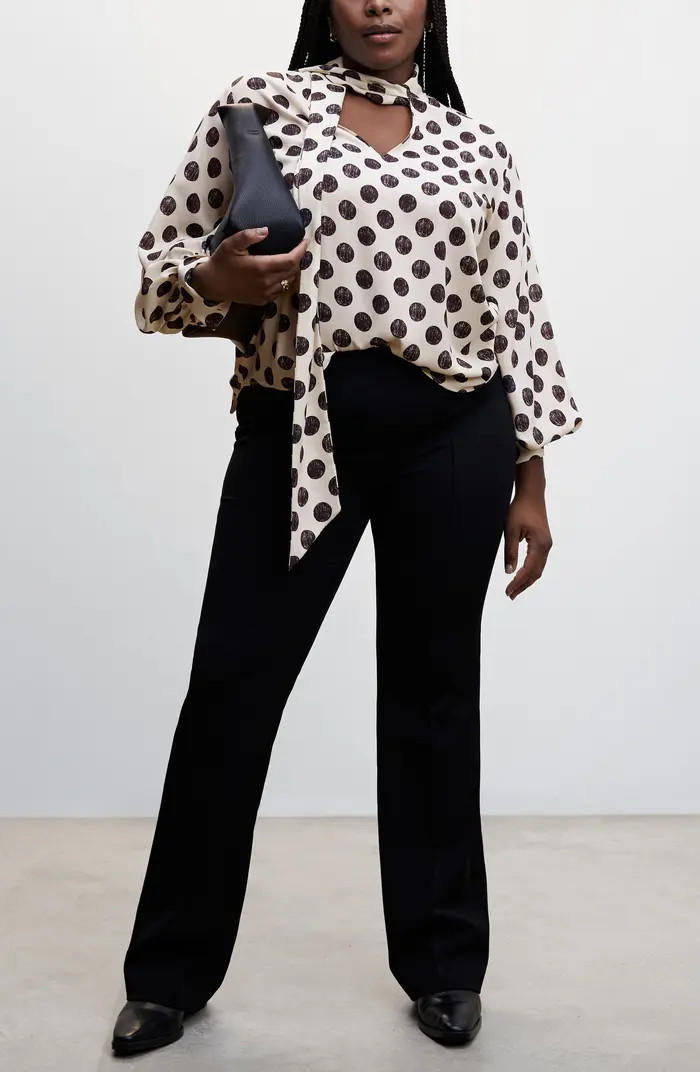 Polka Dot Print Tie Neck Blouse | Nordstrom