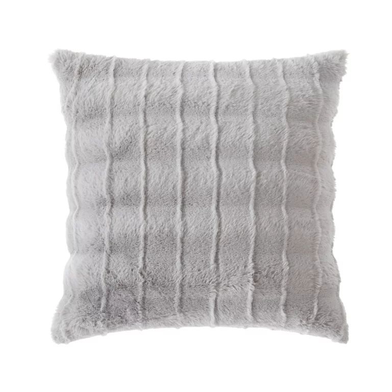 Mainstays Faux Fur 19"x19" Decorative Pillow, Grey, 1 piece | Walmart (US)