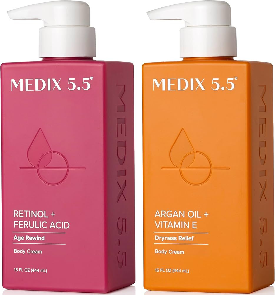 Medix 5.5 Retinol Body Lotion + Argan Oil Cream 2PC Skin Care Set Body & Face Moisturizer | Firmi... | Amazon (US)