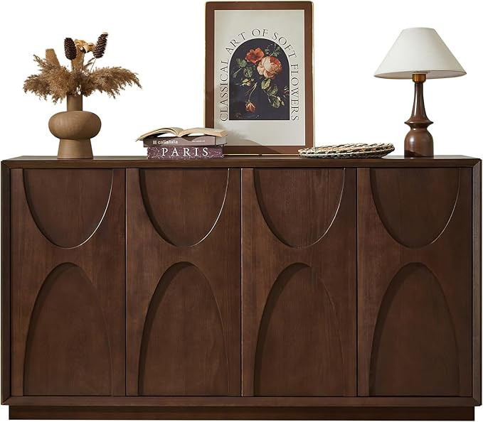 59" Sideboard Buffet Cabinet, Modern Buffet Sideboard Retro Accent Storage Floor Cabinet with Pus... | Amazon (US)