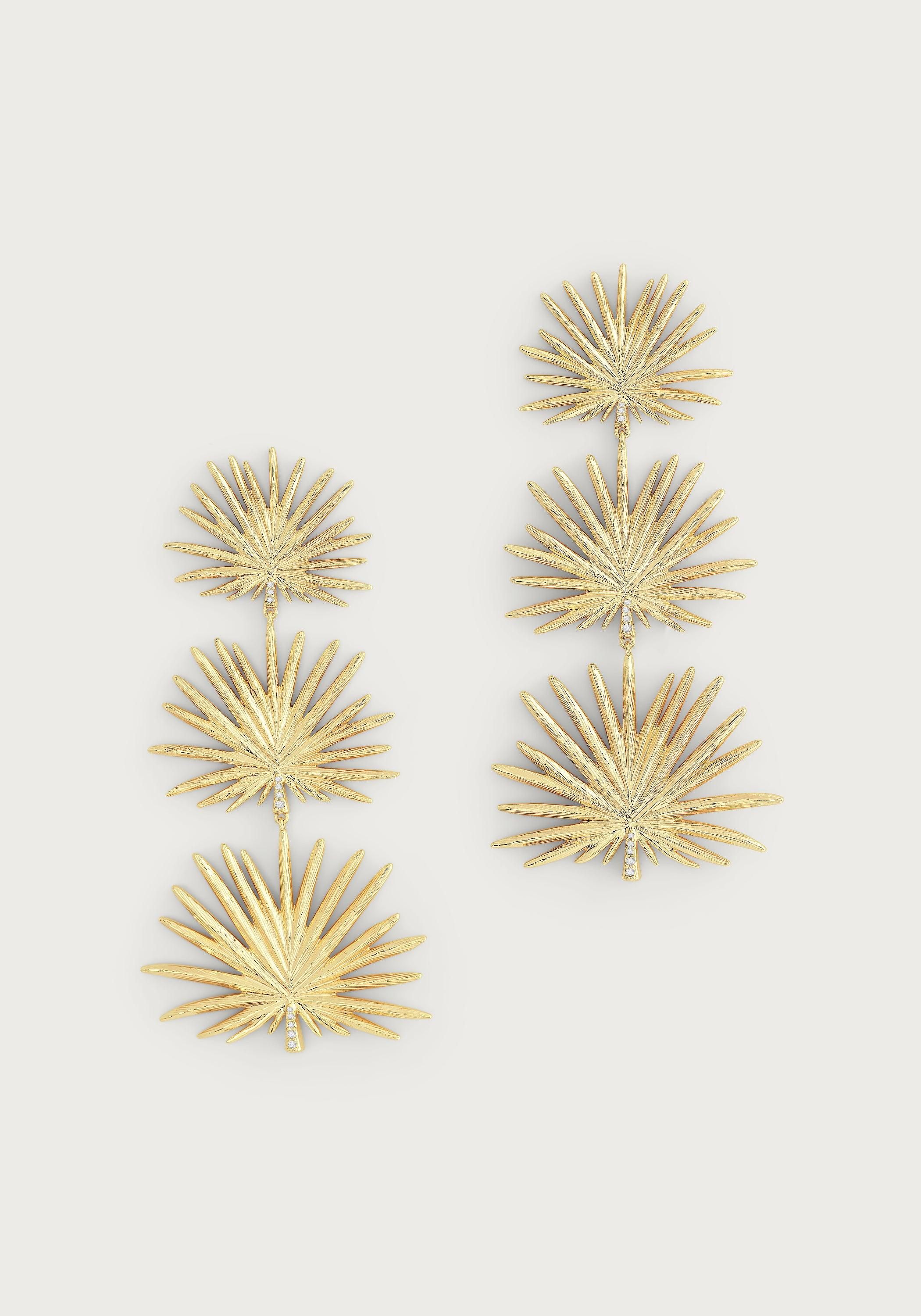 Triple Fan Palm Dangle Earrings | Anabel Aram
