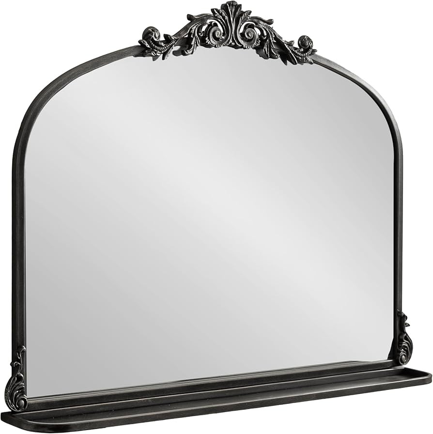 Kate and Laurel Arendahl Traditional Vintage Arch Mirror with Shelf, 33 x 26, Black, Baroque Anti... | Amazon (US)