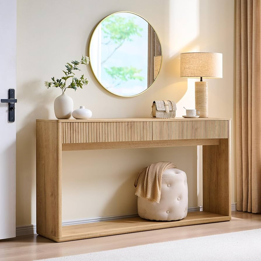 OKD 63" Fluted Console Table for Entryway, Modern Entryway Table with 2 Large Drawers, Long Sofa ... | Amazon (US)