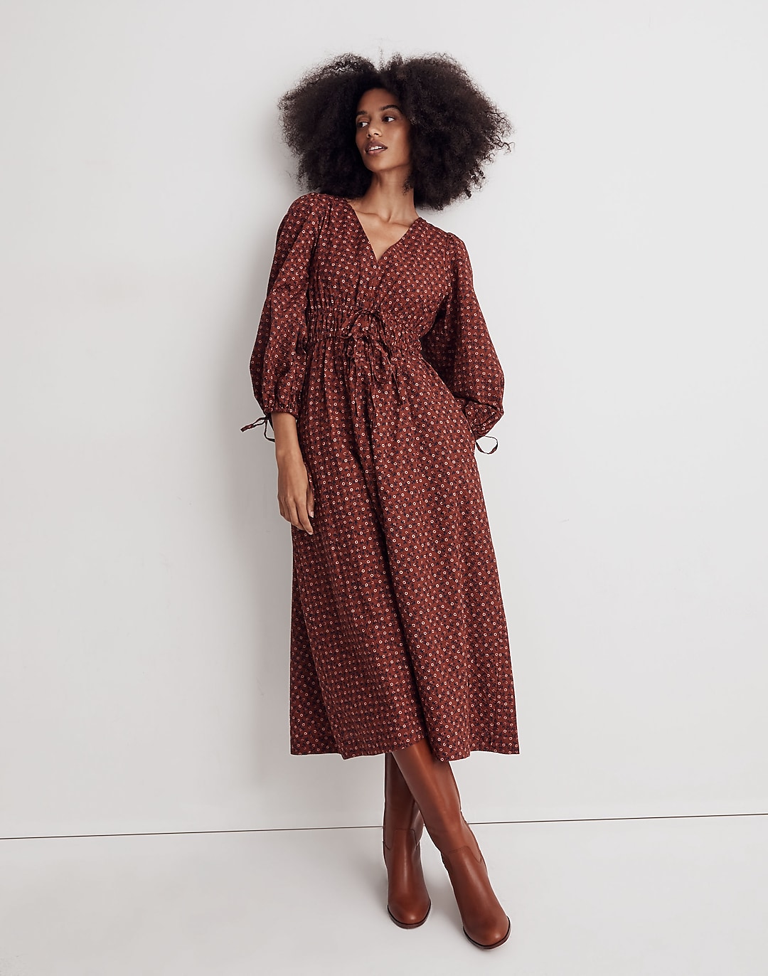Petite Sophia Tie-Front Midi Dress in Teaberry Floral | Madewell