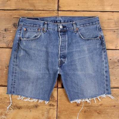Vintage Levi's Denim Shorts 36 Levis 501 Raw Hem Jorts Stonewash Bermuda Blue | eBay UK