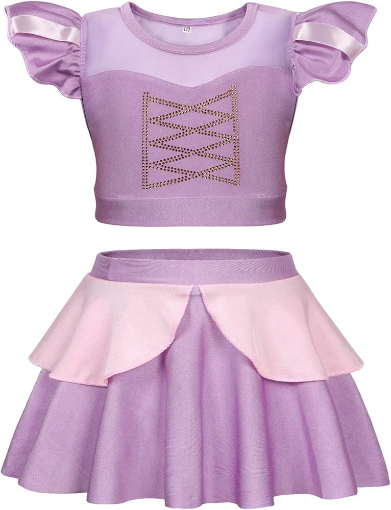 Jurebecia Girls Two Piece Swimsuit Princess Bikini Set Toddle Kids Ruffles Bathing Suit Role Play... | Amazon (US)