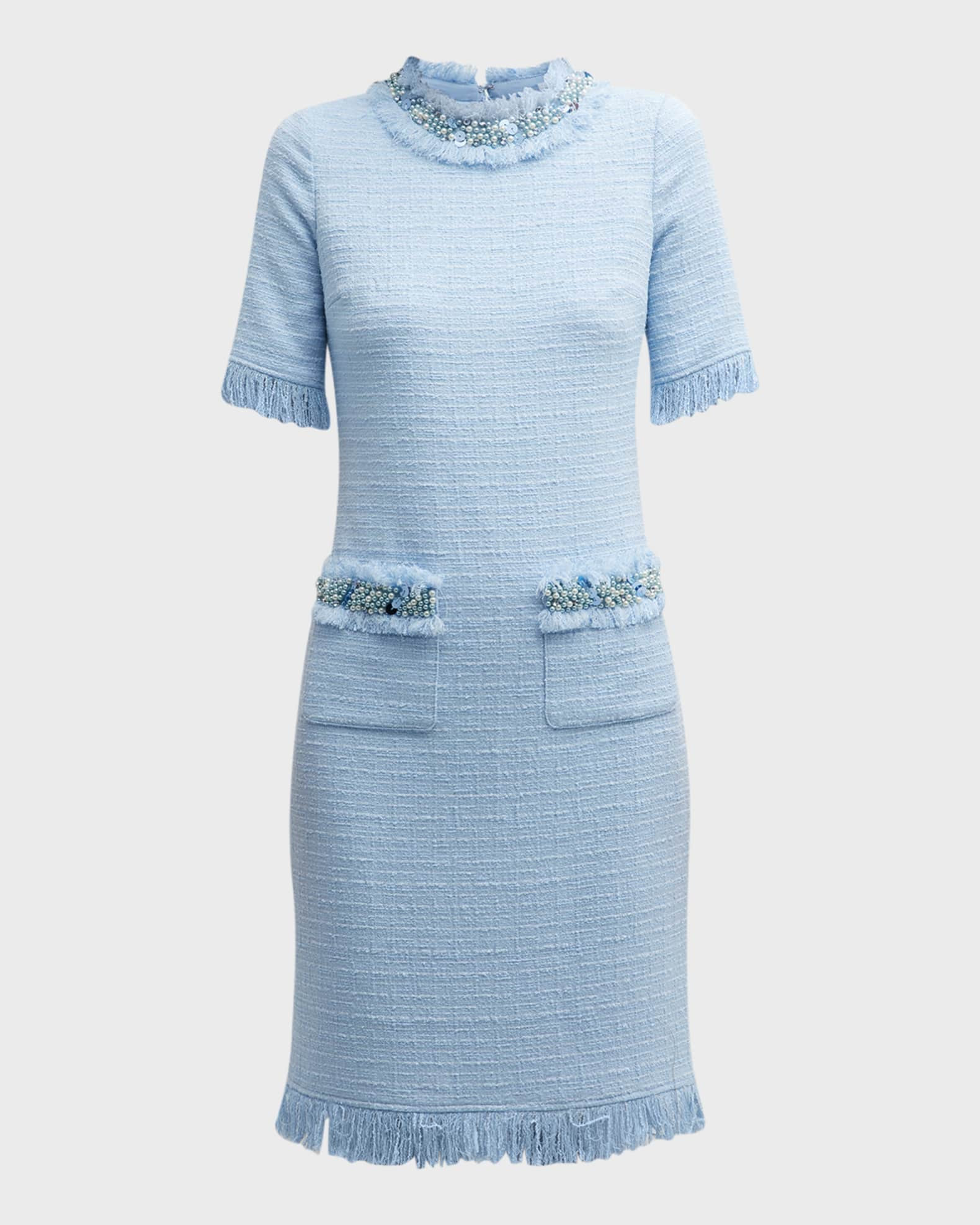 Rickie Freeman for Teri Jon Embellished Tweed Sheath Mini Dress | Neiman Marcus