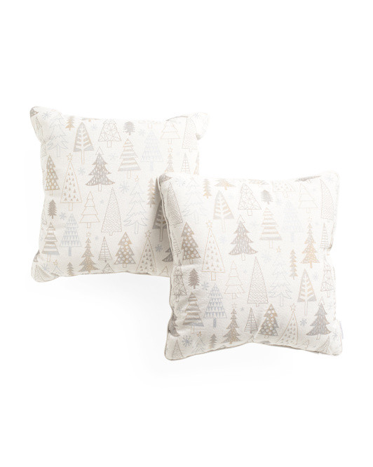 Set Of 2 18x18 Foil Printed Tree Pillows | TJ Maxx