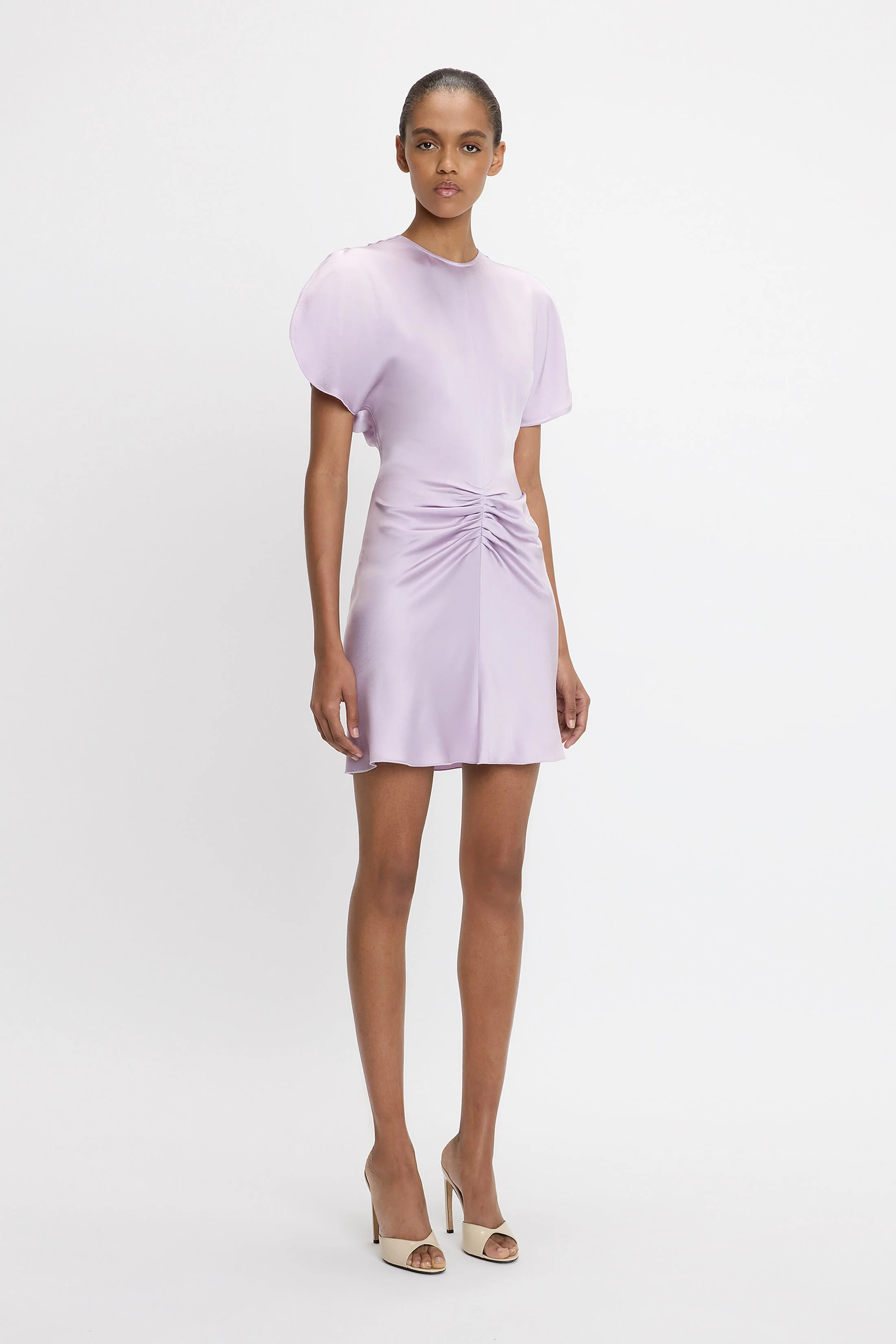 Gathered Waist Mini Dress In Petunia | Victoria Beckham US
