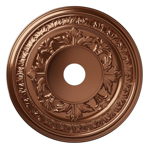 22"OD x 3 1/2"ID x 1"P Baltimore Thermoformed PVC Ceiling Medallion (Fits Canopies up to 7 3/4"), Bright Coat Dark Bronze | Amazon (US)
